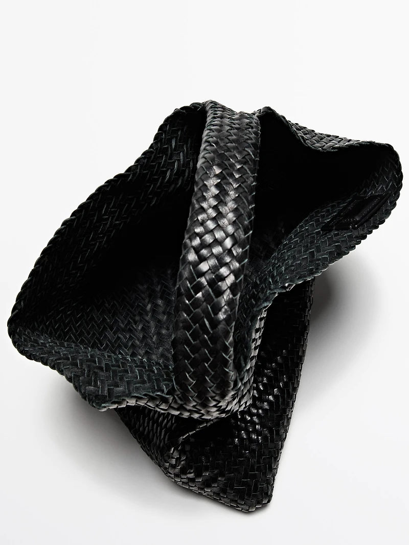 Braided nappa leather shopper bag