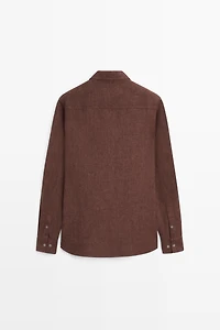 100% linen regular fit shirt with button detail
