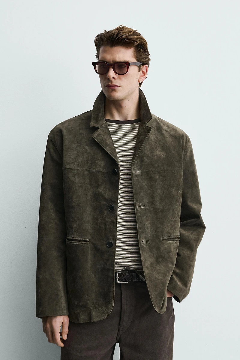 BLAZER EN CUIR ET DAIM