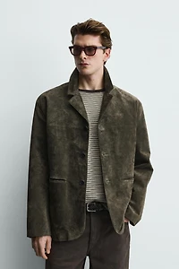 BLAZER EN CUIR ET DAIM
