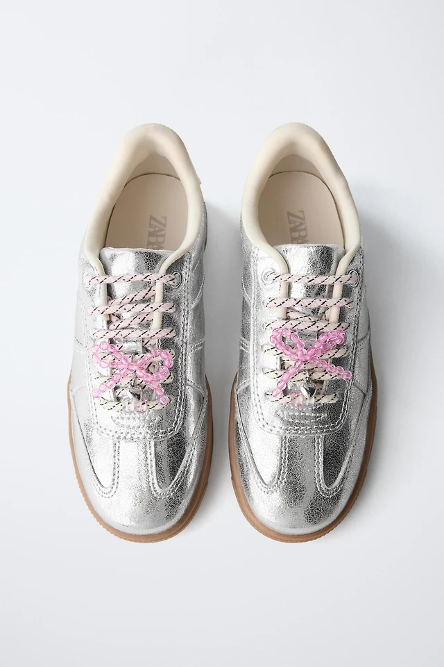 Shop Zara METALLIC CHARM SNEAKERS at Beverly Center in Los Angeles, CA - Main Image