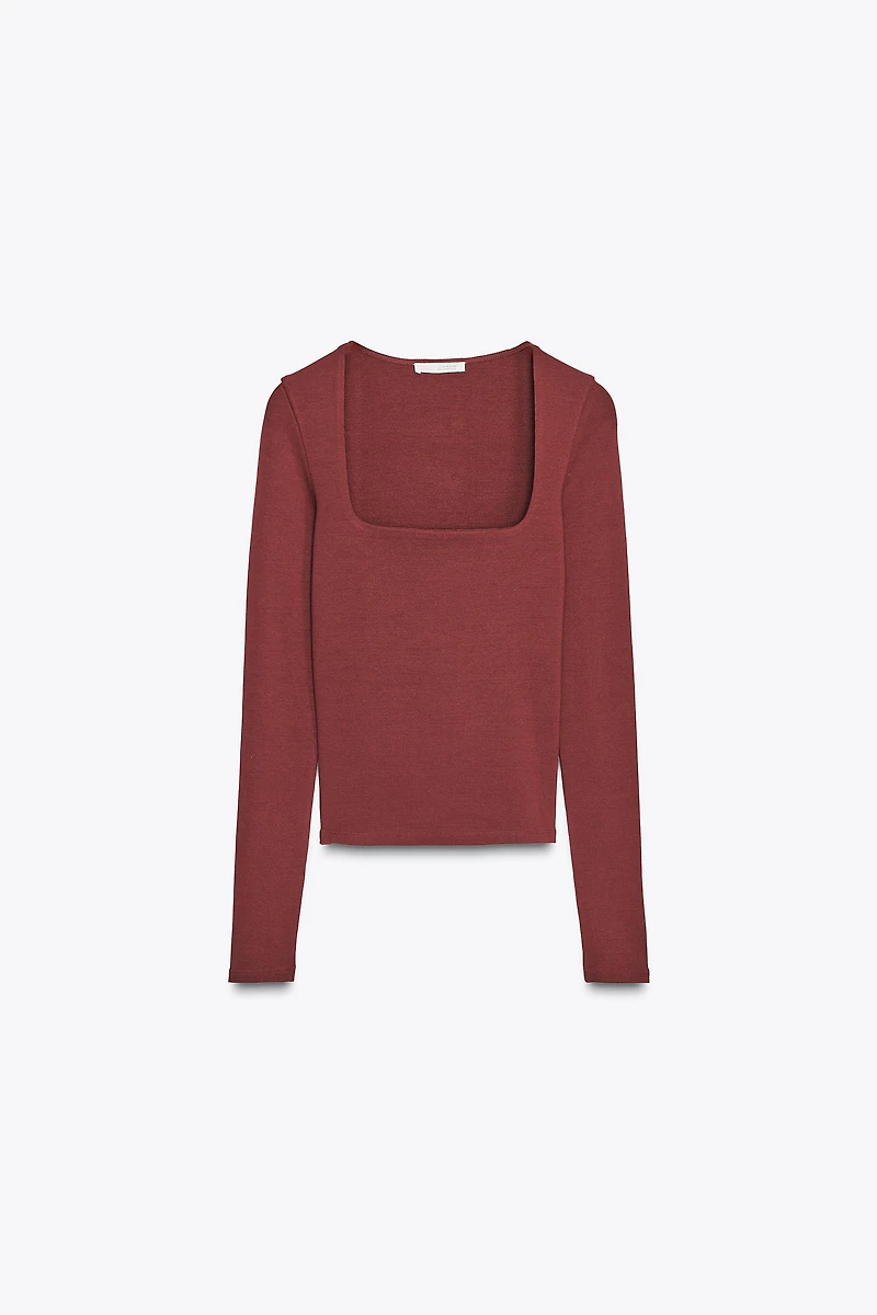 T-SHIRT CÔTELÉ DÉCOLLETÉ CARRÉ