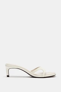 LEATHER KITTEN HEEL SANDALS