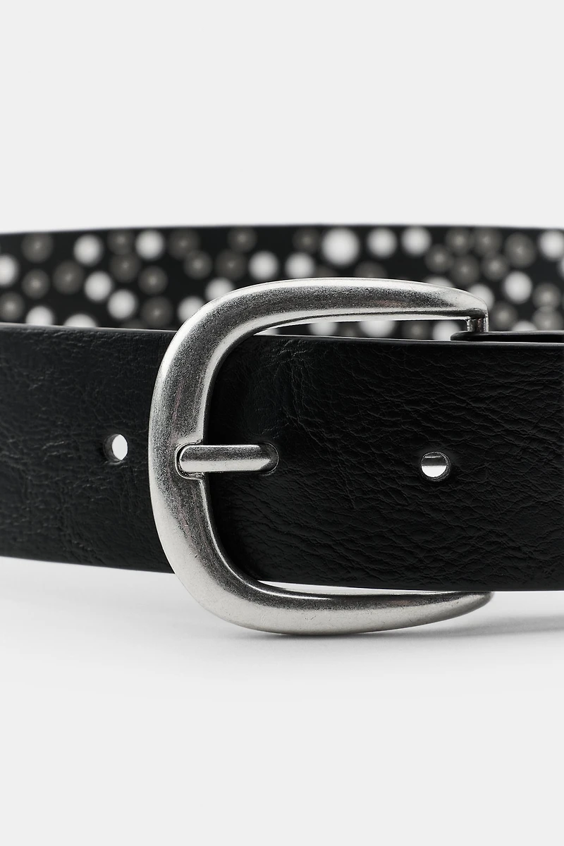 PERFORATED STUD FAUX LEATHER BELT