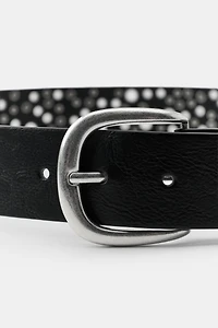 PERFORATED STUD FAUX LEATHER BELT