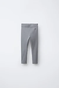 RIBBED LEGGINGS WITH LABEL