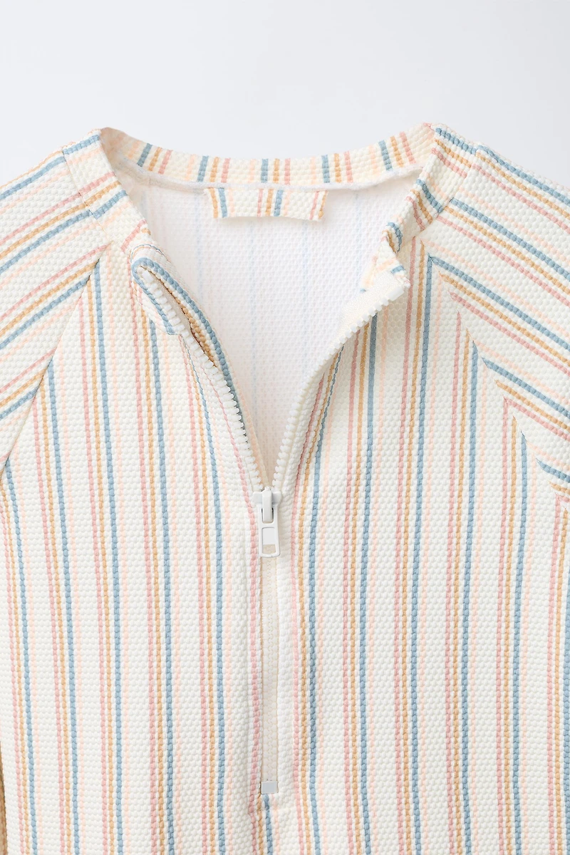 1-6 YEARS/ STRIPED TEXTURED SWIMSUIT