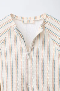 1-6 YEARS/ STRIPED TEXTURED SWIMSUIT