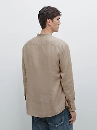 Slim fit stand collar shirt