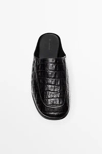 Mock croc leather mules