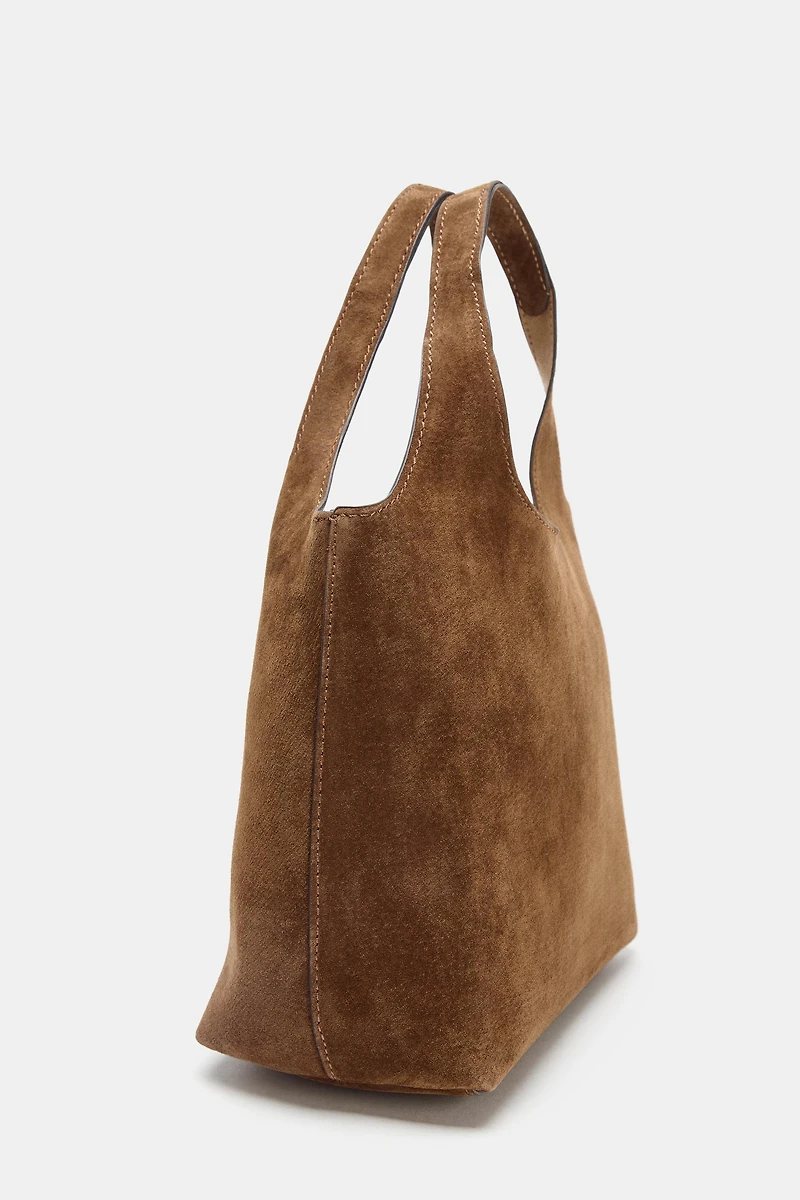 SPLIT LEATHER MINI SHOPPER BAG