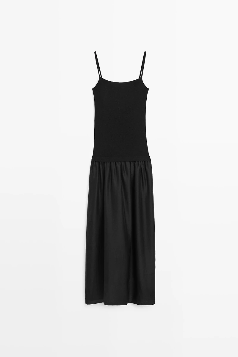 Combined strap midi dress