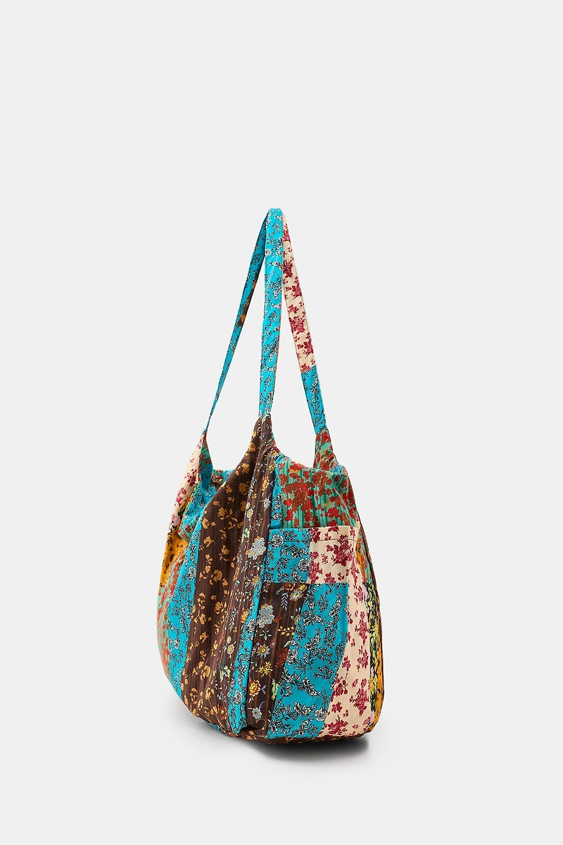 100% COTTON FLORAL PRINT MAXI BAG