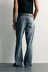 SPLATTER PRINT FLARE FIT JEANS