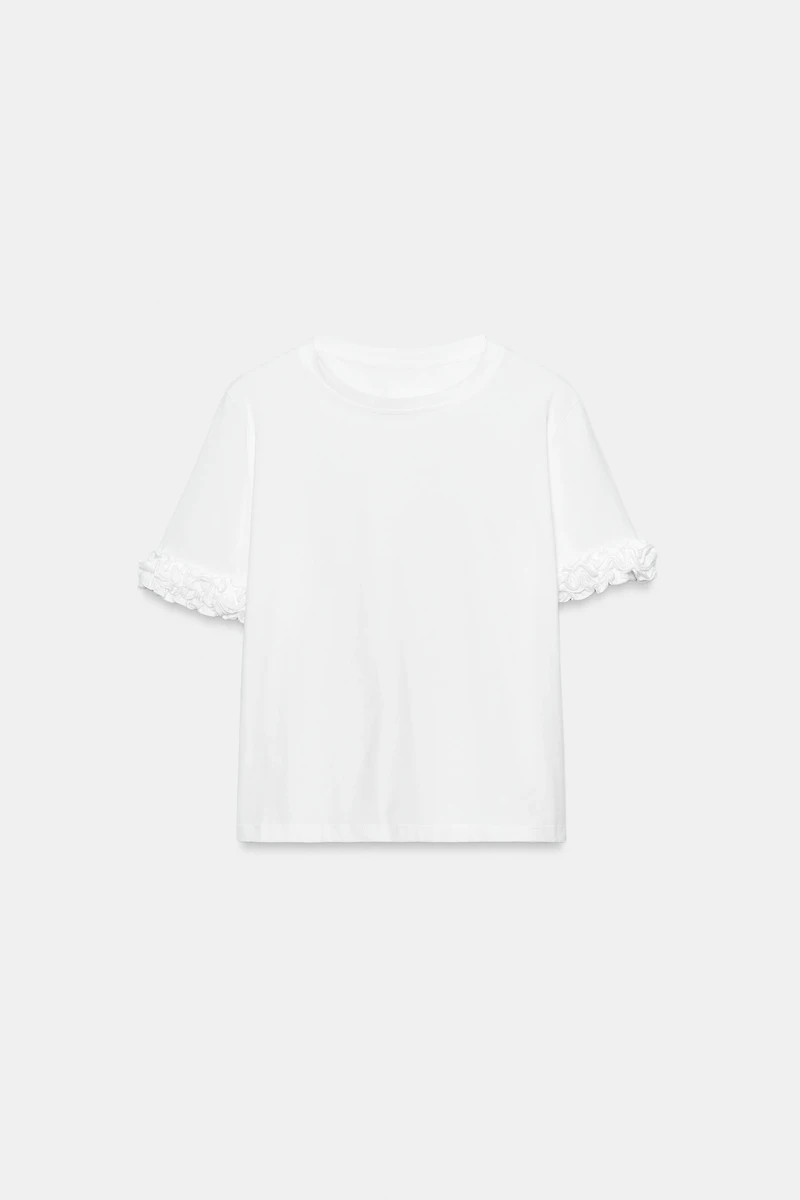 RUFFLED SLEEVE T-SHIRT
