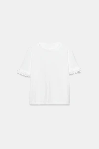 RUFFLED SLEEVE T-SHIRT