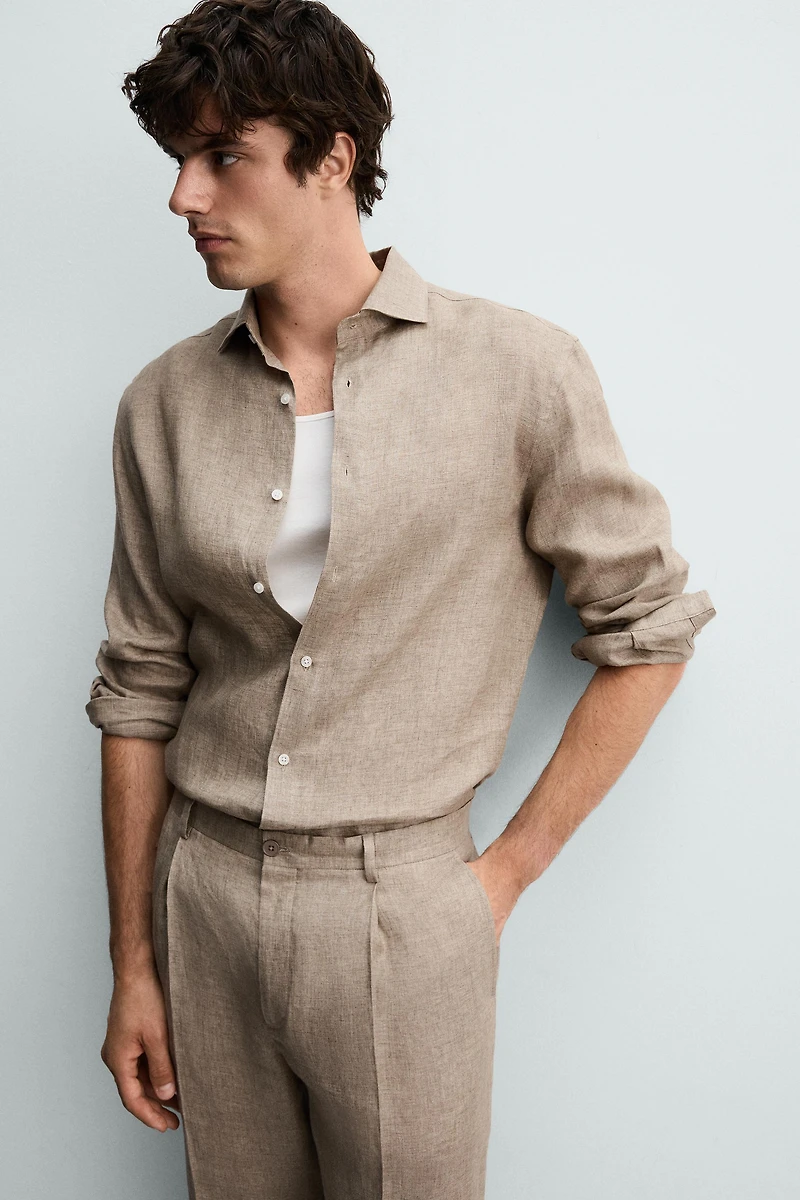 REGULAR FIT 100% LINEN SHIRT