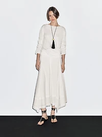 Wool blend boat neck sweater