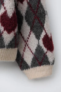KNIT JUMPER WITH DIAMONDS AND HEARTS