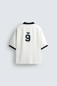 RETRO FOOTBALL PRINT POLO SHIRT