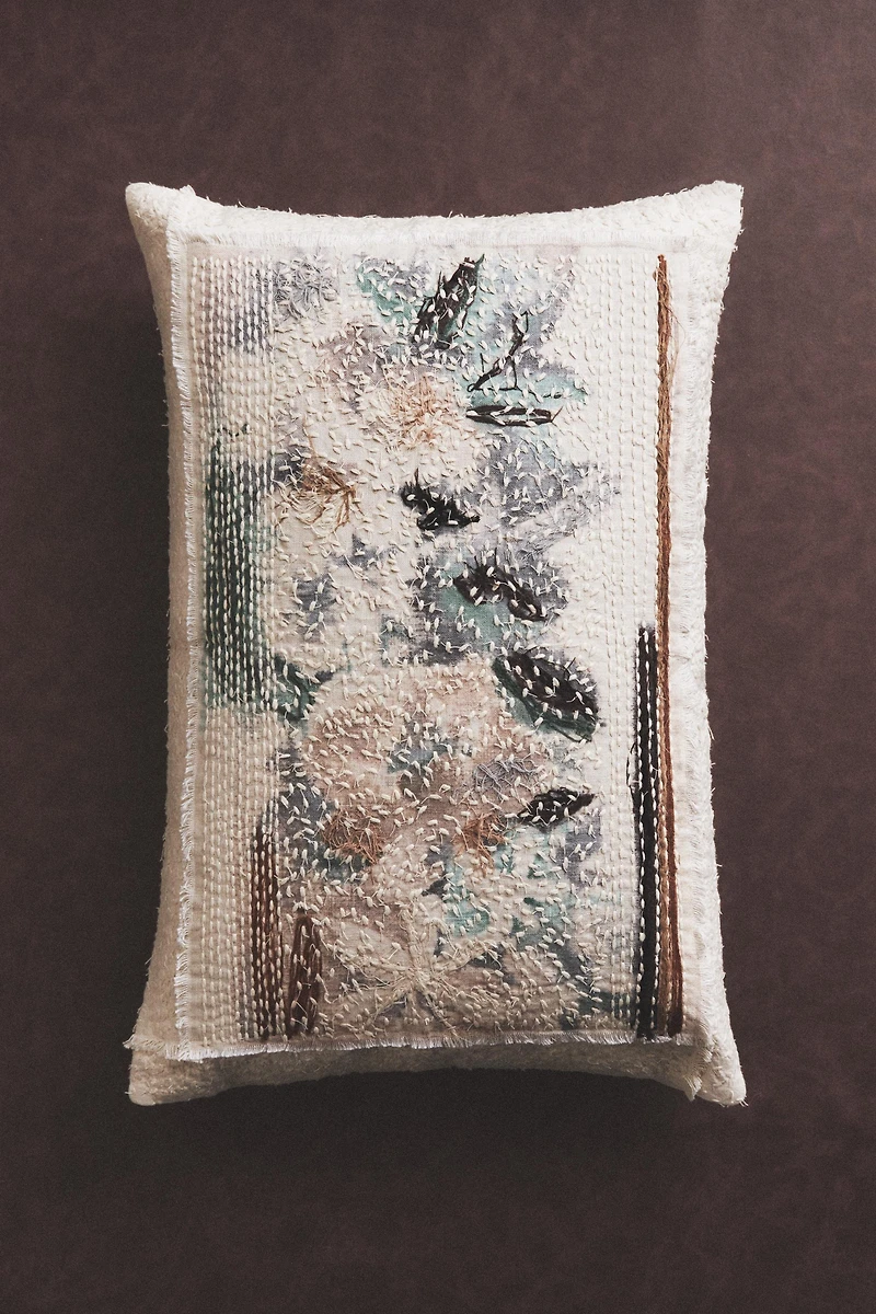 FLORAL PRINT THROW PILLOW COVER