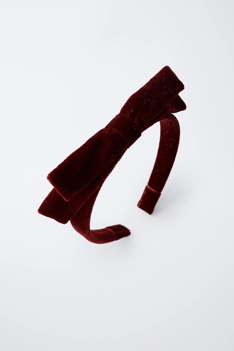 SERRE-TÊTE EN VELOURS AVEC NŒUD ET BRILLANT