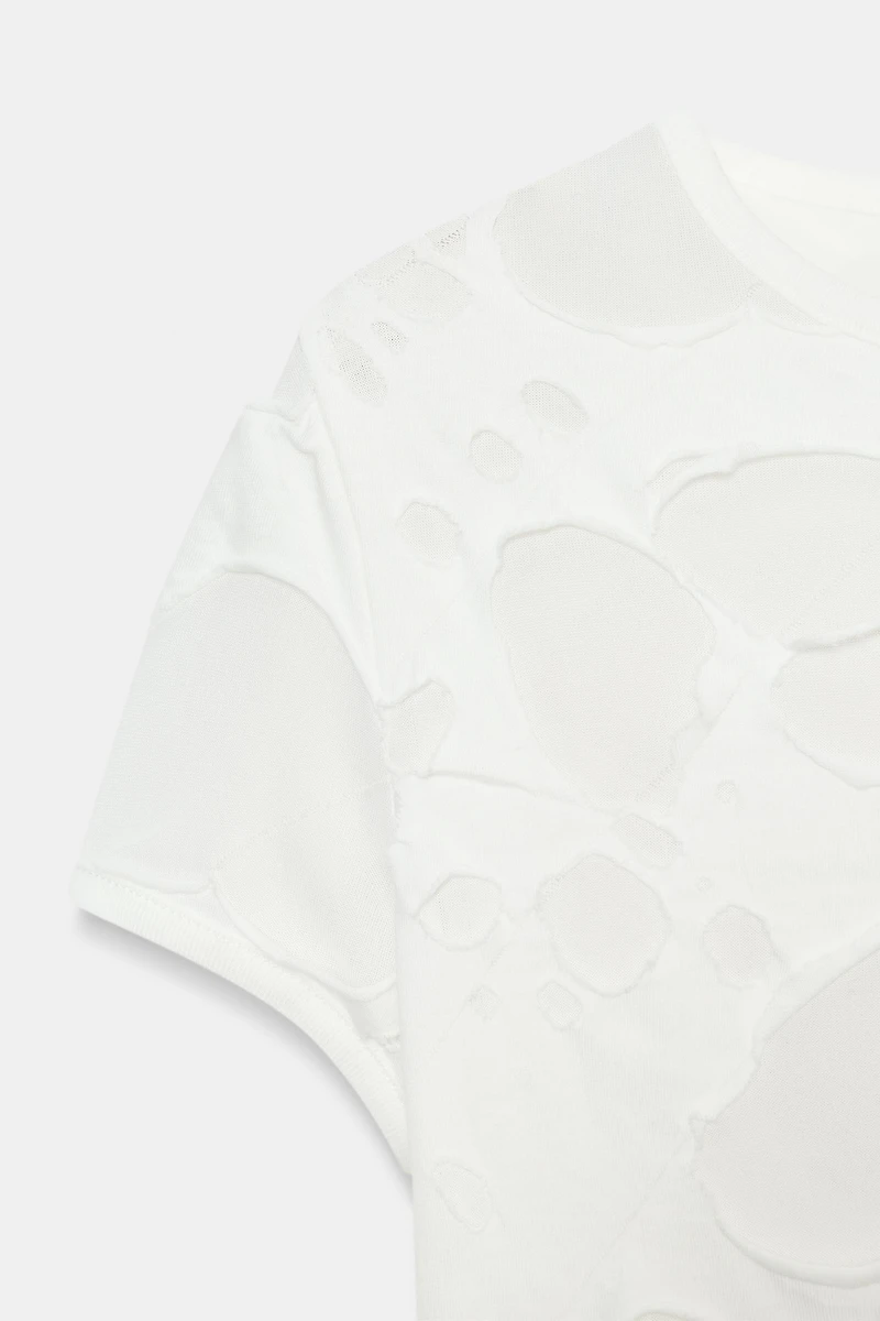 COMBINATION RIPPED T-SHIRT