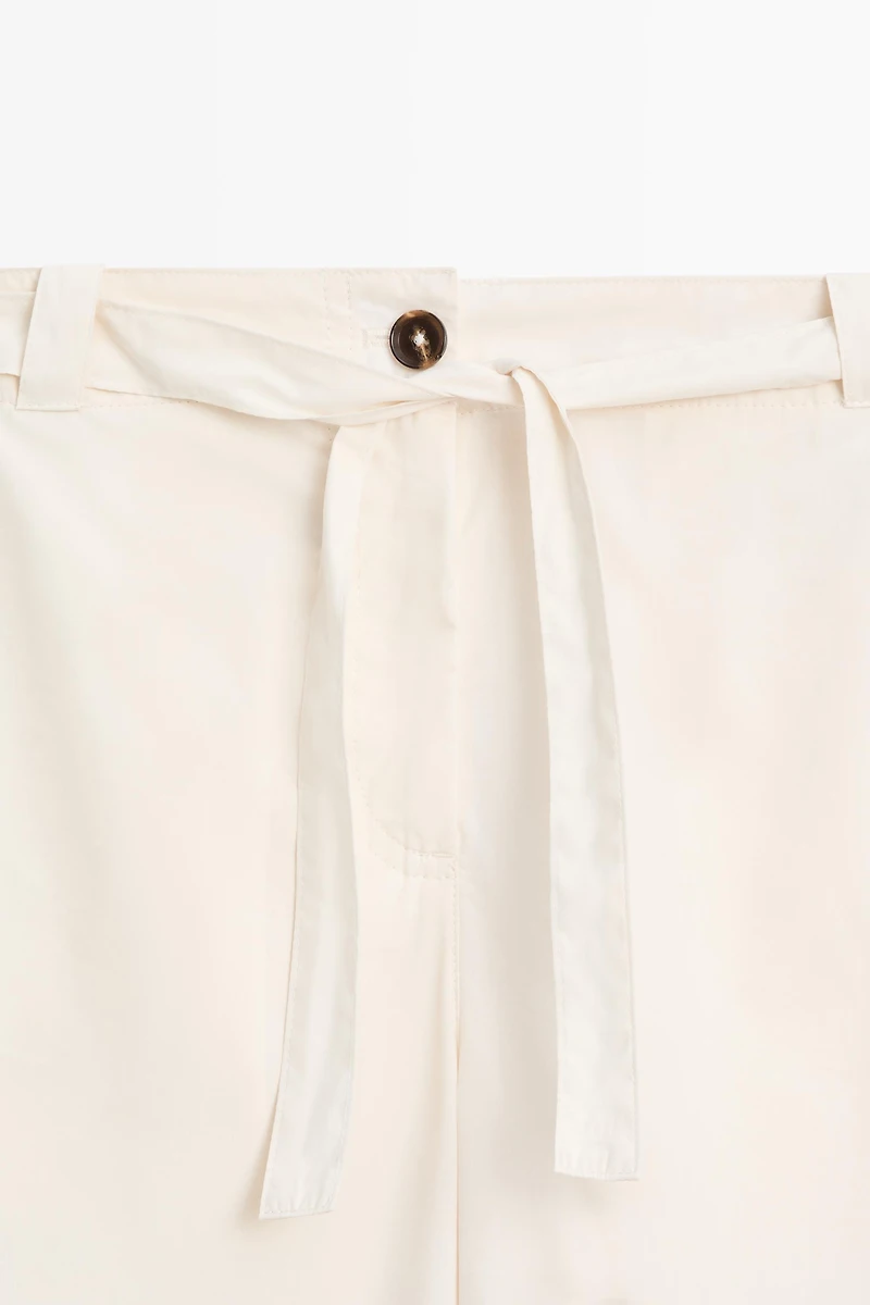 Cotton blend pants with tie detail