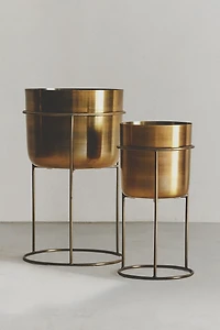 AGED METAL FLOWERPOT