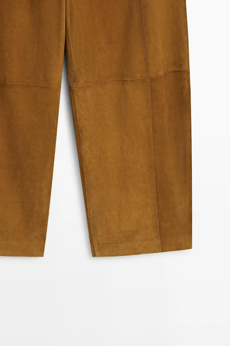 Suede goatskin barrel fit pants