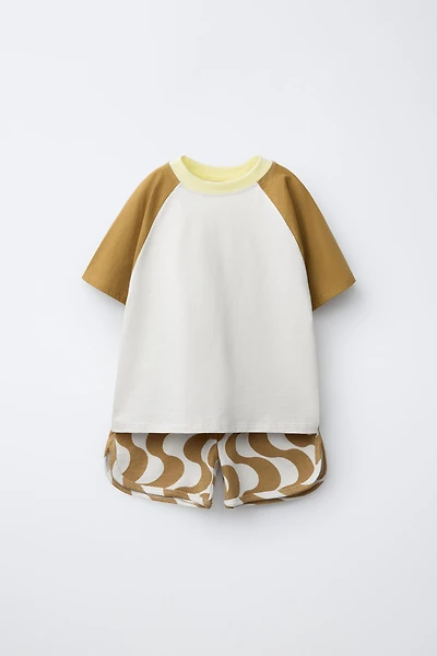 COLORBLOCK T-SHIRT AND WAVE BERMUDA SET