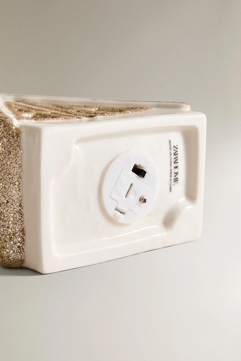 DÉCORATION CÉRAMIQUE MAISON TISSÉE PAILLETTES NOËL