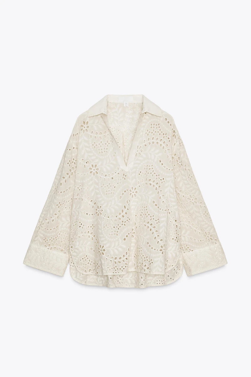 ZW COLLECTION PERFORATED EMBROIDERY SHIRT