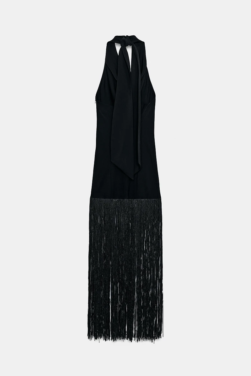 ZW COLLECTION FRINGED HALTER DRESS