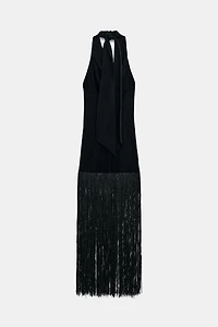 ZW COLLECTION FRINGED HALTER DRESS