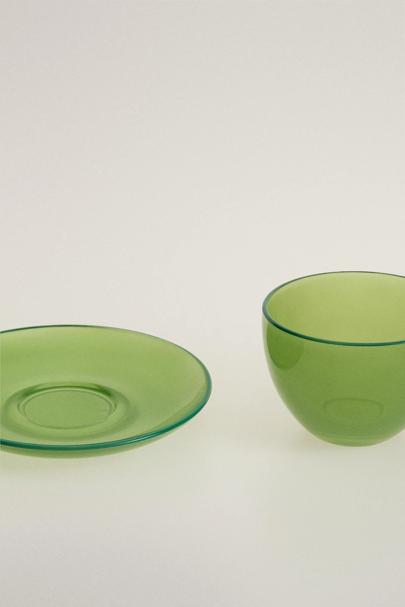 GLASS COFFEE CUP WITH SAUCER