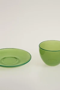 GLASS COFFEE CUP WITH SAUCER