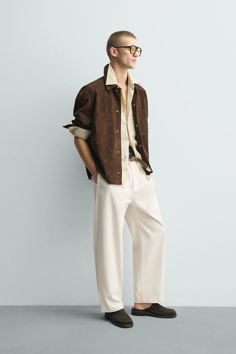 SUEDE LEATHER POCKET OVERSHIRT
