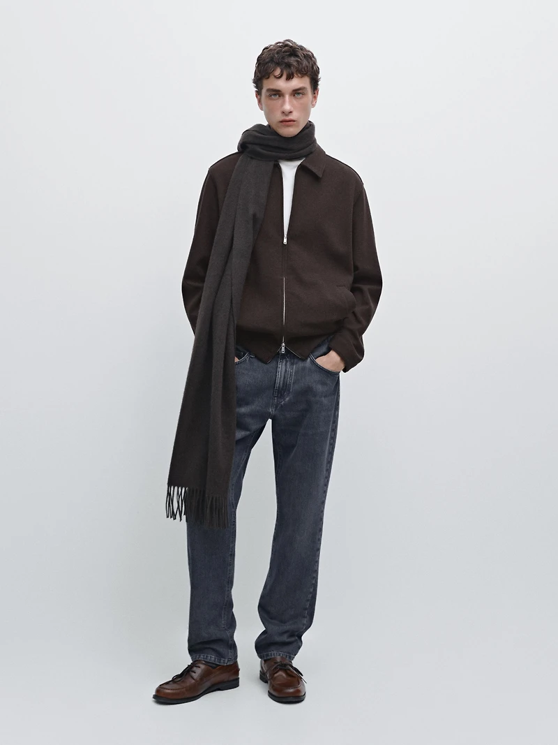 Short double wool blend jacket