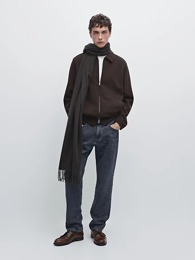 Veste courte double épaisseur en laine mélangée