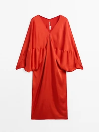 Flowing satin kimono dress