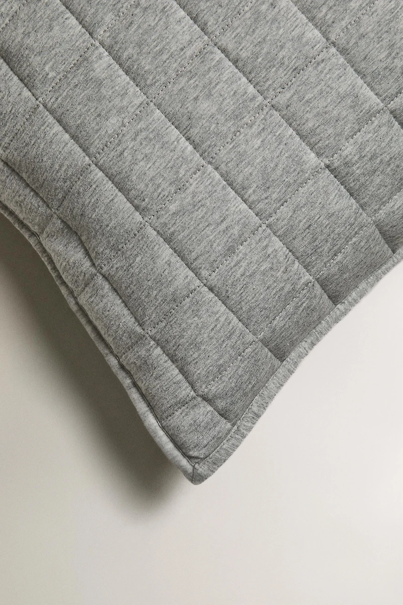 HOUSSE DE COUSSIN D'ÉDREDON EN JERSEY MÉLANGÉ GRIS
