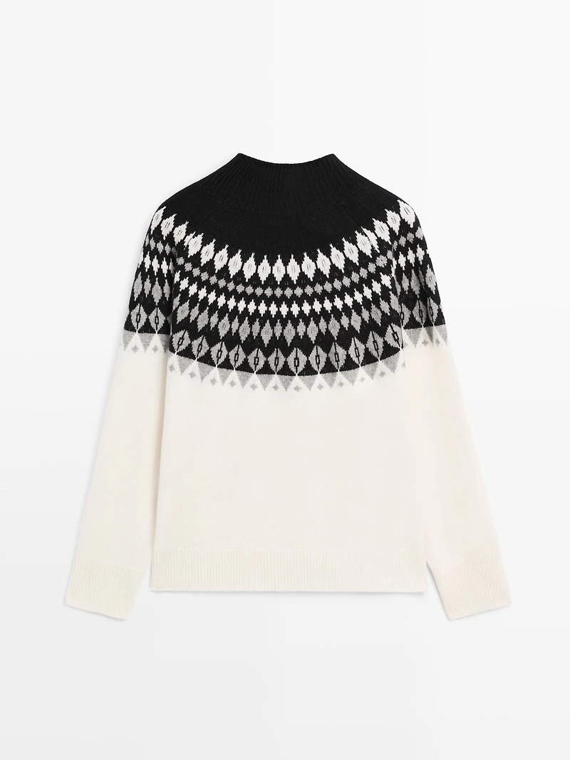 Pull en maille jacquard de laine mélangée