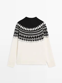 Pull en maille jacquard de laine mélangée