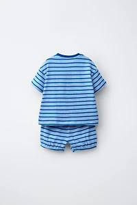 STRIPED T-SHIRT AND BLOOMER SET