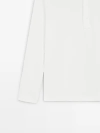 Piqué polo shirt with long sleeves and placket detail