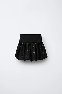 BALLOON SKIRT WITH HEART BEADS