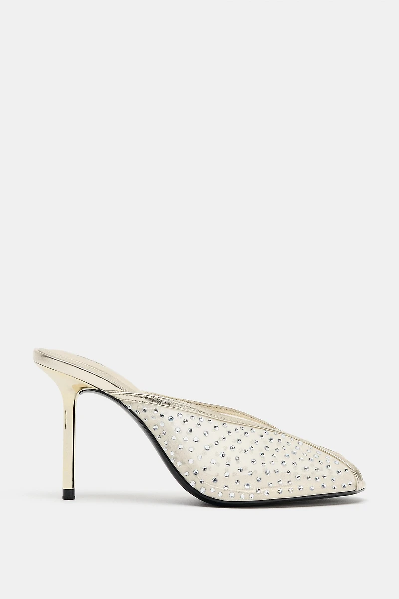 SPARKLY MESH HEELED SANDALS
