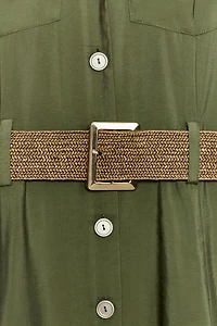BELTED MIDI SHIRT DRESS