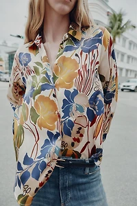 PRINTED SATIN EFFECT BLOUSE